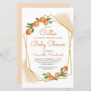 Papier Invitation du Baby shower Budget Orange Little Cut