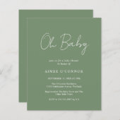 Papier Invitation du Baby shower Budget Vert de Sage mode (Devant / Derrière)