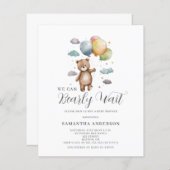 Papier Invitation du Baby shower budgétaire de l'ours d'a (Devant / Derrière)