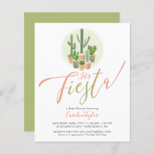 Papier Invitation du Baby shower budgétaire Fiesta Cactus