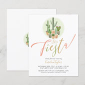 Papier Invitation du Baby shower budgétaire Fiesta Cactus (Devant / Derrière)