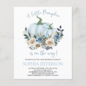 Papier Invitation du Baby shower Citrouille bleu Budget (Devant)