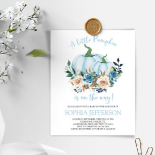 Papier Invitation du Baby shower Citrouille bleu Budget