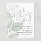 Papier Invitation du Baby shower d'aquarelle budgétaire (Devant)