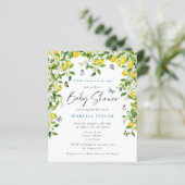 Papier Invitation du Baby shower d'aquarelle de citron bu (Debout devant)