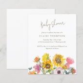 Papier Invitation du Baby shower d'aquarelle du tournesol (Devant / Derrière)