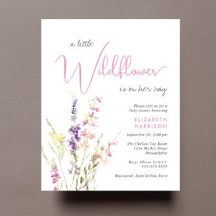 Papier Invitation du Baby shower d'aquarelle Fleur sauvag