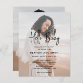 Papier Invitation du Baby shower de budget photo Hello mo (Devant / Derrière)