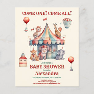 Papier Invitation du Baby shower de carnaval d'aquarelle