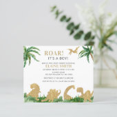 Papier Invitation du Baby shower de Dinosaure Roar Budget (Debout devant)