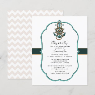 Papier Invitation du Baby shower de garçons nautique budg