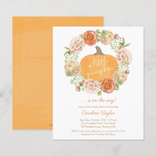 Papier Invitation du Baby shower de la couronne d'automne (Devant / Derrière)