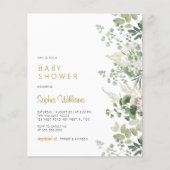 Papier Invitation du Baby shower de la verdure forestière (Devant)