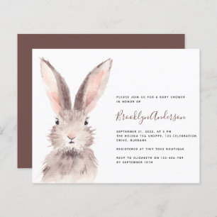 Papier Invitation du Baby shower de lapin en aquarelle BU