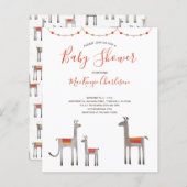 Papier Invitation du Baby shower de Llama Budget (Devant / Derrière)