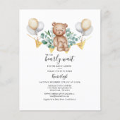 Papier Invitation du Baby shower de l'ours Eucalyptus (Devant)