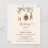 Papier Invitation du baby shower de nid d'oiseaux de la f (Devant)