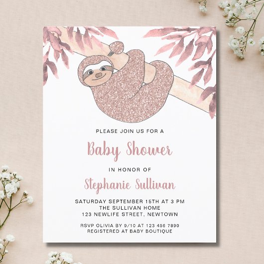 Papier Invitation du Baby shower de parement rose budget