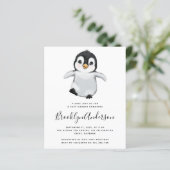 Papier Invitation du Baby shower de pingouin gris BUDGET (Debout devant)