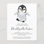 Papier Invitation du Baby shower de pingouin gris BUDGET (Devant)