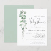Papier Invitation du Baby shower de script Eucalyptus Bud (Devant / Derrière)