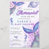 Papier Invitation du Baby shower de sirène mauve budgétai (Devant)