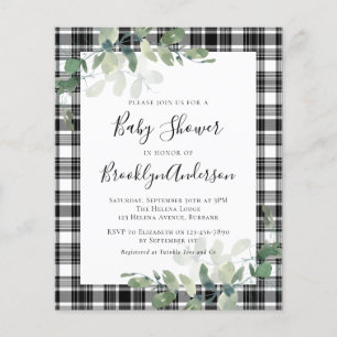 Papier Invitation du Baby shower d'eucalyptus budgété