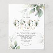 Papier Invitation du Baby shower d'eucalyptus vert du bud (Devant)