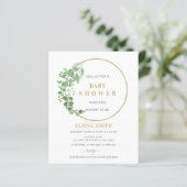 Papier Invitation du Baby shower d'or Budget Greenery (Debout devant)