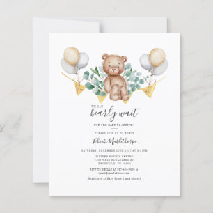 Papier Invitation du Baby shower d'ours à budget