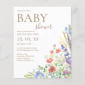 Papier Invitation du baby shower du budget Fleurs de prai (Devant)