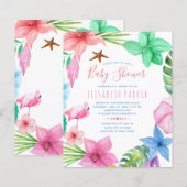 Papier Invitation du baby shower du budget tropical d'été (Devant / Derrière)