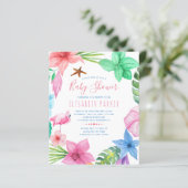 Papier Invitation du baby shower du budget tropical d'été (Debout devant)