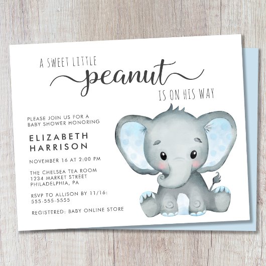 Papier Invitation du Baby shower Elephant Budget