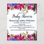 Papier Invitation du Baby shower floral botanique budgéta (Devant)