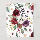 Papier Invitation du Baby shower Rose rose et bourguignon (Dos)