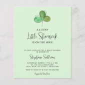 Papier Invitation du Baby shower Shamrock vert du budget (Devant)