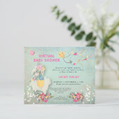 Papier Invitation du Baby shower virtuel Llama Budget (Debout devant)