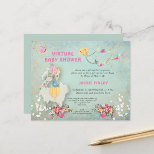 Papier Invitation du Baby shower virtuel Llama Budget