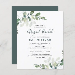 Papier Invitation du Bat mitzvah du budget Eucalyptus