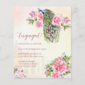 Papier Invitation du budget fiançailles rose Peacock (Devant)