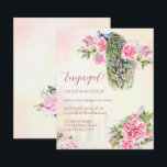 Papier Invitation du budget fiançailles rose Peacock<br><div class="desc">Concours victorien paon rose vintage roses fiançailles invitation budgétaire,  avec palais indien en arrière - plan.</div>