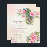 Papier Invitation du budget fiançailles rose Peacock<br><div class="desc">Concours victorien paon rose vintage roses fiançailles invitation budgétaire,  avec palais indien en arrière - plan.</div>