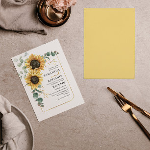 Papier Invitation du budget Mariage de Sunflower Eucalypt