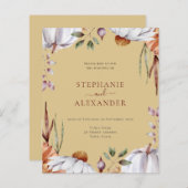 Papier Invitation du Citrouille Floral Mariage QR Code (Devant / Derrière)