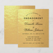 Papier Invitation du Fiançailles budgétaire sur Faux Gold (Devant / Derrière)
