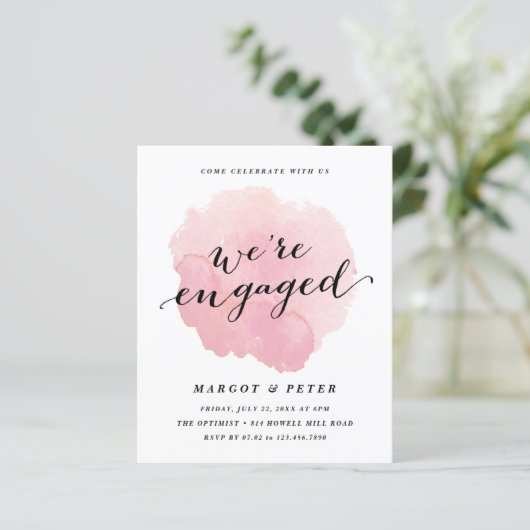 Papier Invitation du Fiançailles d'aquarelle du script bu (Debout devant)