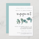 Papier Invitation du Fiançailles Eucalyptus Turquoise Bud (Devant / Derrière)