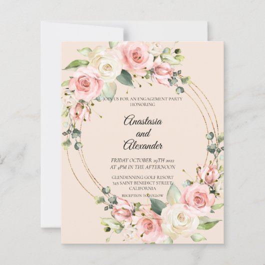 Papier Invitation du Fiançailles Floral Watercolor Budget (Devant)