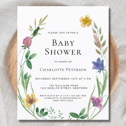 Papier Invitation du Fleur sauvage Boho Budget